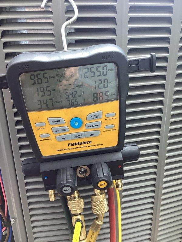 Responded to callback for newly installed Lennox unit experiencing continuous loud motor whine from compressor. Verified refrigerant charge levels with manifold gauges and ohmed compressor windings directly at compressor terminals to rule out electrical issues. Documented excessive noise levels with decibel meter and video evidence. Contacted Lennox technical support who confirmed compressor failure and authorized complete unit replacement under warranty due to defective noisy compressor.