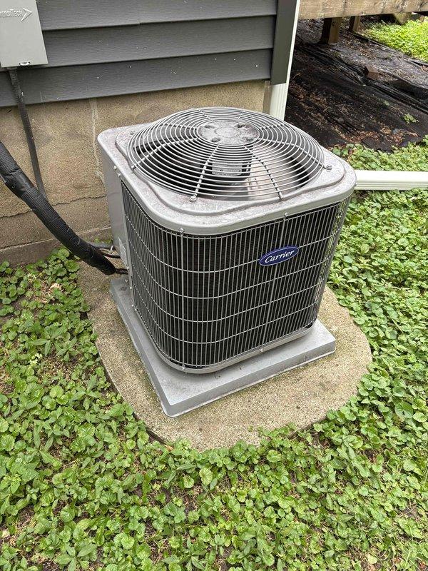 Completed annual cooling maintenance on one 2-ton Carrier air conditioning system utilizing R-410A refrigerant. Performed comprehensive inspection including filter, thermostat, temperature split, condenser unit, evaporator coils, blower motor, capacitors, compressor, refrigerant charge, and condensate drain line. Identified filter with excessive MERV rating and recommended homeowner switch to MERV 11 for optimal airflow. Discovered blower speed settings were incorrectly configured for system tonnage, resulting in improper air delivery. Adjusted blower speed to manufacturer specifications to match 2-ton capacity requirements. Verified all electrical components operating within normal parameters using digital multimeter. System now functioning properly with correct airflow and temperature differential.