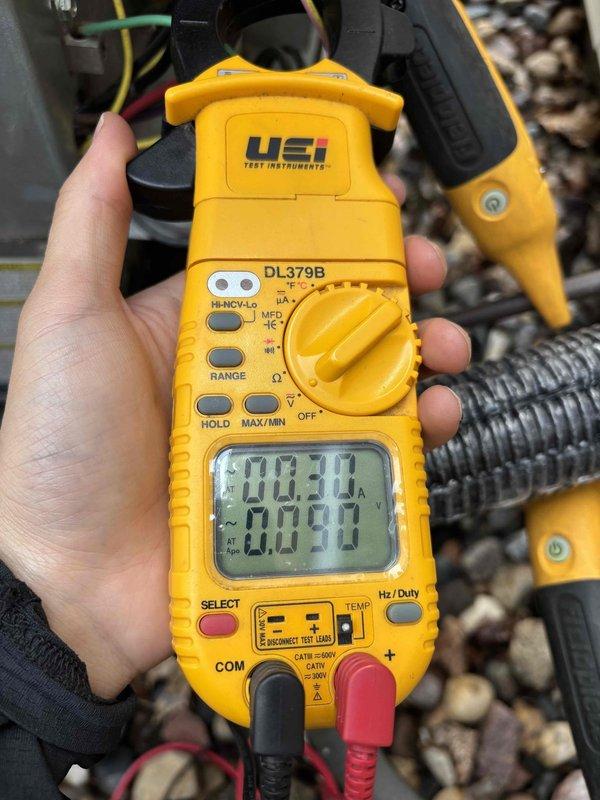 Completed annual cooling maintenance on one R-410A condenser unit with ambient temperature at 77 degrees. Performed comprehensive system inspection including air filter, thermostat operation, temperature split across evaporator coil, condenser unit components, coil cleanliness, motor operation, capacitor testing with digital multimeter, compressor function, refrigerant charge level, and condensate drain line. All electrical measurements were within manufacturer specifications, and system is operating normally with no deficiencies noted.