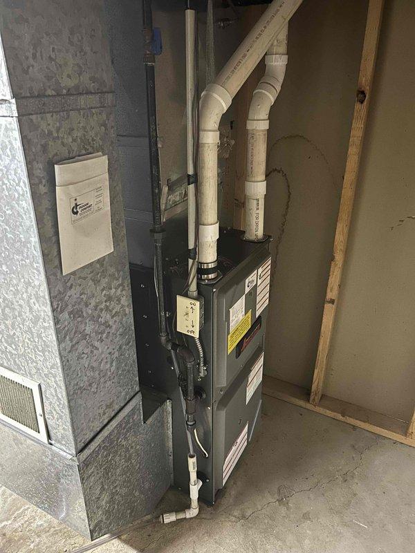 Completed comprehensive air conditioning tune-up and maintenance inspection on Amana outdoor condenser unit and associated indoor HVAC system. Performed thorough cleaning and multi-point system check, confirming all components operating within normal parameters with no deficiencies identified.