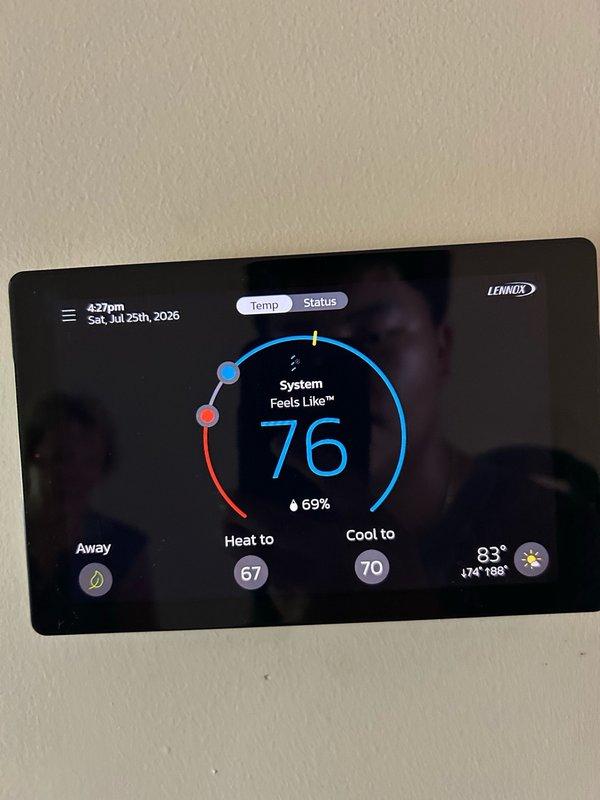 Completed comprehensive AC tune-up and maintenance inspection on Bryant condensing unit and Lennox thermostat system. Verified thermostat operation and programming, inspected air filter condition, examined blower assembly components, tested electrical connections including contactor and capacitor, checked condensate drain line for proper flow, and measured refrigerant performance with temperature split readings. Noted outdoor coil requires cleaning due to accumulated debris and dirt buildup. All electrical readings, refrigerant levels, and system performance measurements within manufacturer specifications with no mechanical defects or safety hazards identified. System currently operating properly. Recommended maintaining regular filter changes, scheduling periodic coil cleaning for both indoor and outdoor units, and continuing routine preventive maintenance to ensure optimal efficiency and longevity.