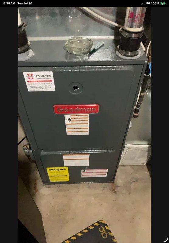 Responded to no cooling complaint on 12-year-old Goodman central air system. Diagnosed unresponsive thermostat that continuously reset to 85 degrees despite customer attempting new batteries and hard reset. Replaced failed thermostat with T6 two-stage compatible model. Verified cooling operation by setting temperature from 77° to 70° and confirmed equipment cycled on properly. Tested fan and heat modes to ensure full system functionality before departure.