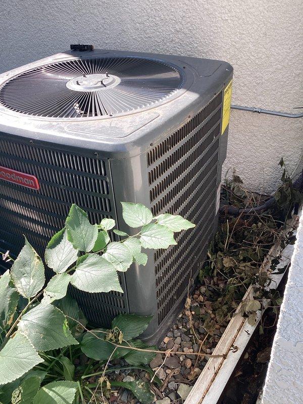 Responded to no cooling complaint with tripped breaker. Upon arrival, performed system inspection and found outdoor condenser unit operational but breaker repeatedly tripping under load. Inspected electrical components including capacitor and wiring connections. Determined circuit breaker was weak and unable to handle normal operating amperage of the air conditioning system. Documented equipment condition with photos showing outdoor unit, capacitor assembly, and electrical connections for diagnostic purposes and customer records.