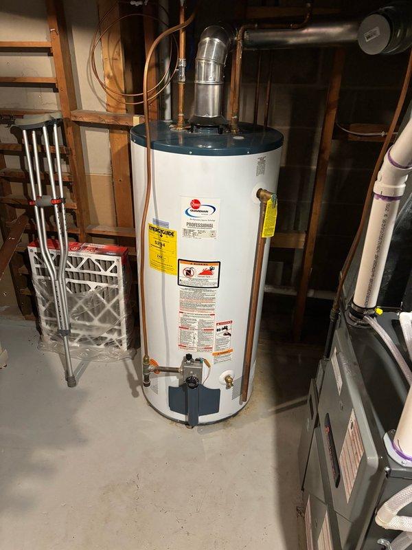 Responded to no hot water condition with pilot light failing to stay lit on tanked water heater. After multiple unsuccessful relight attempts, removed burner assembly and replaced faulty thermocouple. Reinstalled burner, successfully relit pilot light, and restored gas valve operation. Verified proper heating cycle operation through multiple on/off tests and left unit in full working service.