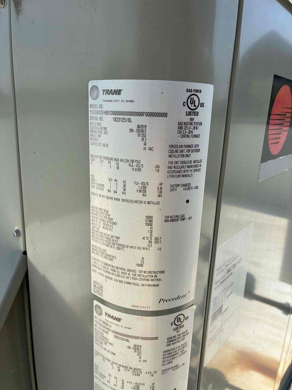 Responded to no cooling complaint on kitchen rooftop unit (RTU). Upon inspection, found 5-ton Trane unit operating properly but undersized for the large commercial kitchen space with high heat-generating equipment load. Unit unable to maintain adequate cooling capacity during extreme ambient conditions (95+ degrees), further impacted by makeup air unit introducing additional load. Verified unit maintaining dehumidification function with space temperature at 80 degrees, confirmed system performing at maximum design capacity but inadequate for current application demands.