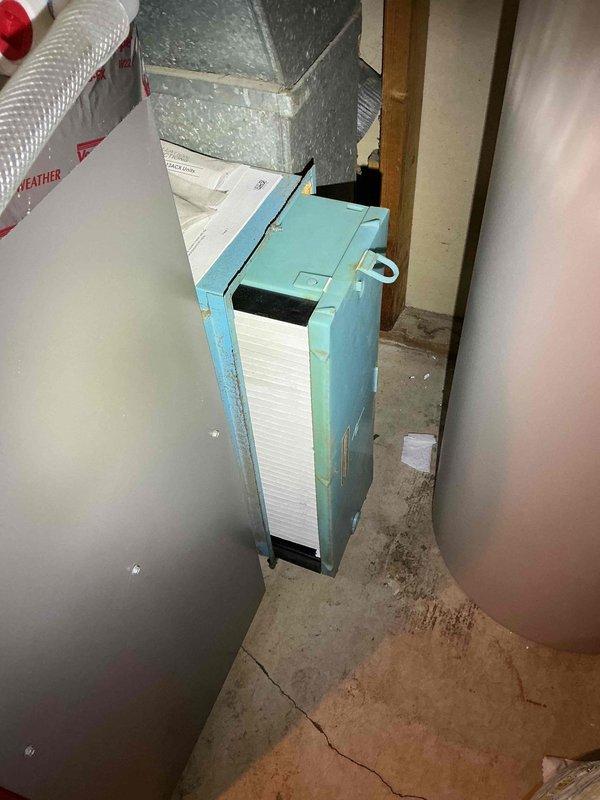 Responded to no cooling complaint on 4-year-old system with airflow issues and slow outdoor fan operation. Found outdoor condenser coil heavily plugged with debris restricting airflow and preventing proper heat rejection. Cleaned condenser coil thoroughly, restoring full airflow and system cooling capacity. System tested and operating normally upon departure with thermostat calling for cooling.