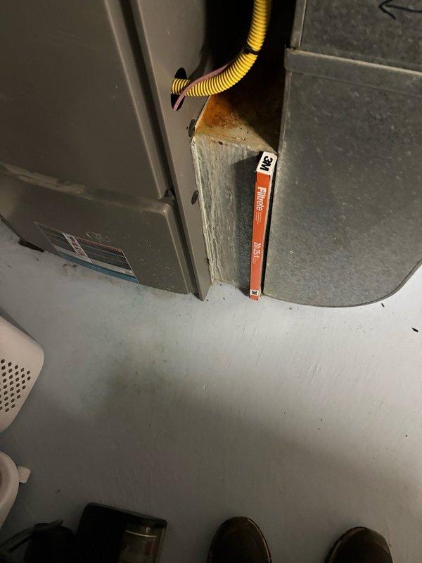 Responded to callback for recently installed A/C unit with no cooling. Upon inspection, found heavily blocked 3M air filter restricting airflow to system. Removed and replaced clogged filter with new unit. Ran JOBLINK diagnostic to verify proper system operation and cooling performance restored. Unit now operating within normal parameters.