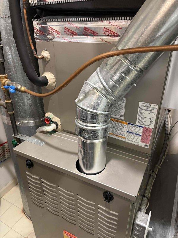 Completed annual cooling maintenance on one 410A refrigerant system with ambient temperature at 84 degrees. Performed comprehensive inspection including air filter, thermostat operation, temperature split analysis, condenser unit, evaporator and condenser coils, blower motor, capacitors, compressor function, refrigerant charge levels, and condensate drain system. Addressed water leakage issue at air handler traced to inadequate insulation on suction line causing condensation buildup. Applied additional insulation material to suction line, resolving leak condition. Verified all electrical components operating within normal parameters and confirmed proper system operation upon completion.