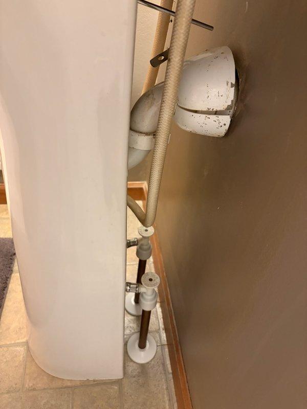 Responded to a follow-up service call for a persistent water leak in the bathroom that remained unresolved after a previous service attempt. Upon inspection, identified the source of the leak as failed older push-on style shut-off valves serving the bathroom fixtures. Replaced both deteriorated supply stops with new shut-off valves to eliminate the leak and restore proper water control to the bathroom plumbing system.