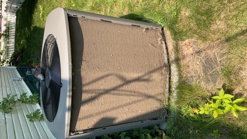 Responded to no-cooling complaint on 3-year-old residential HVAC system. Upon inspection, found condenser coil completely blocked with debris on all four sides, severely restricting airflow and preventing proper heat exchange. Thoroughly cleaned condenser coil and exterior panels, removing accumulated dirt, dust, and environmental debris. Restarted system and verified proper cooling operation and airflow. Advised homeowner on importance of regular preventative maintenance to avoid future airflow restrictions and system failures.
