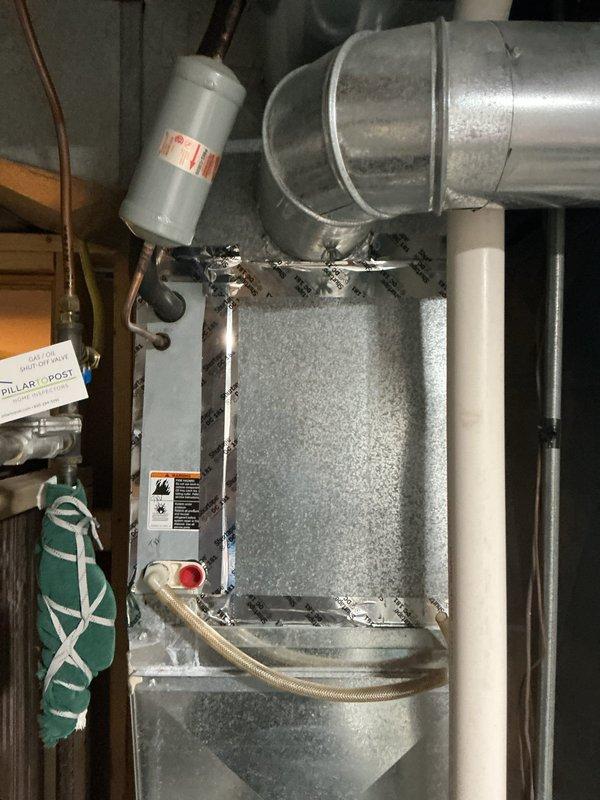Responded to no cooling call on 30-year-old air conditioning system. Upon arrival, unit was running but experiencing water leakage due to improperly pitched drain pan. Assessed overall system condition and documented existing HVAC equipment including 7-year-old furnace showing excessive wear and deterioration. Customer requested evaluation for relocating condenser coil to accommodate planned home addition. Based on age of air conditioning system, condition of furnace, and ongoing drainage issues, recommended complete system replacement. Referred to comfort advisor for full equipment replacement consultation and proposal for new furnace and air conditioning unit.
