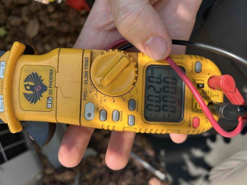 Responded to no cooling call on residential air conditioning system. Upon arrival, confirmed condenser unit would not start. Performed diagnostic testing and identified failed capacitor as root cause preventing compressor operation. Removed defective capacitor and installed replacement unit to manufacturer specifications. Verified proper voltage and amperage readings with clamp meter. Tested system operation and confirmed condenser now engaging properly with normal cooling restored.