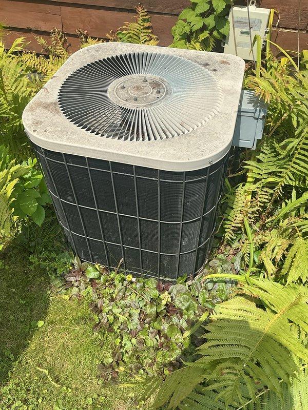 Responded to no cooling complaint on 29-year-old R22 air conditioning system. Upon arrival, system was operational after customer had shut it down due to hot air discharge. Performed comprehensive system inspection and diagnostics. Thermostat displayed "Stage 1" operation, indicating normal cooling call. Inspected outdoor condenser unit and found aged but functional components with no mechanical failures, refrigerant leaks, or electrical issues present. System cycled properly through cooling operation with no abnormalities detected. Documented system age and condition. Recommended comfort advisor consultation due to advanced age of equipment and R22 refrigerant phase-out considerations for future planning.