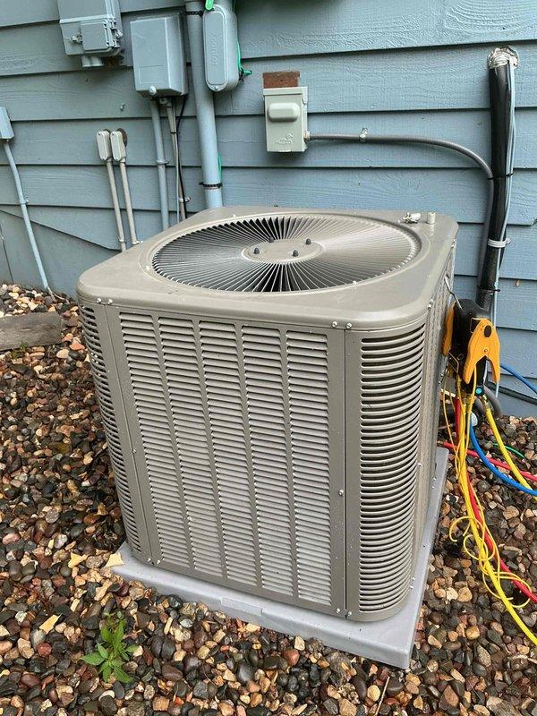 Completed comprehensive AC tune-up on residential split system originally installed by our company. Performed full system inspection including condensate line evaluation (previously flagged during home inspection), assessed low airflow complaint from specific vent, and conducted standard preventative maintenance procedures. All system components operating within normal parameters; no deficiencies found requiring immediate attention.