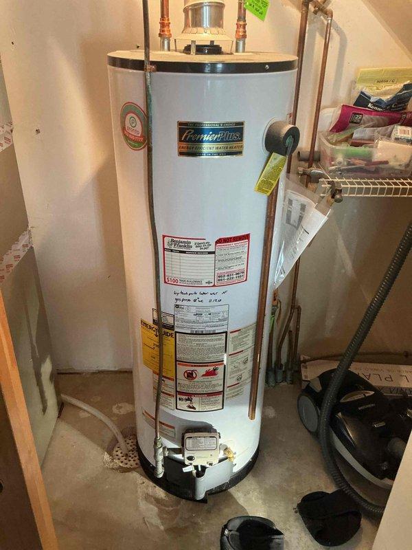 Replaced flammable vapor sensor and complete flame assembly on gas-fired water heater. Verified proper operation of all components following installation to ensure safe and reliable unit function.