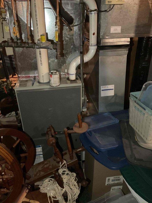 Responded to a water leak at the basement laundry sink caused by a rusted-out P-trap. Upon arrival, confirmed the P-trap had deteriorated and was actively leaking. Removed the failed P-trap assembly and installed a new replacement P-trap to restore proper drainage and eliminate the leak.