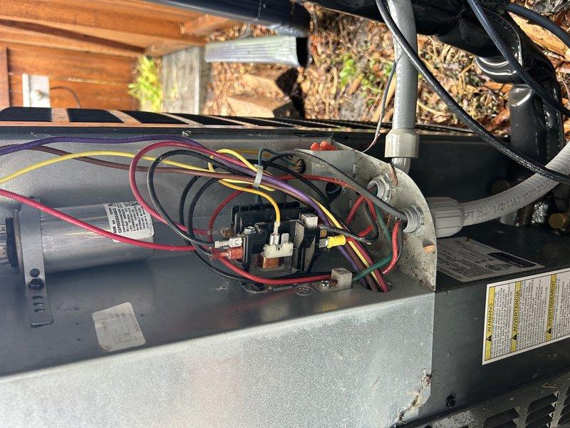 Performed comprehensive tune-up and inspection on residential A/C unit. Upon evaluation, identified that system is not cooling to full potential. Documented electrical connections including contactor assembly, capacitor terminals, and control wiring for future reference. Customer was notified of reduced cooling capacity and recommendations will follow for corrective measures to restore optimal system performance.