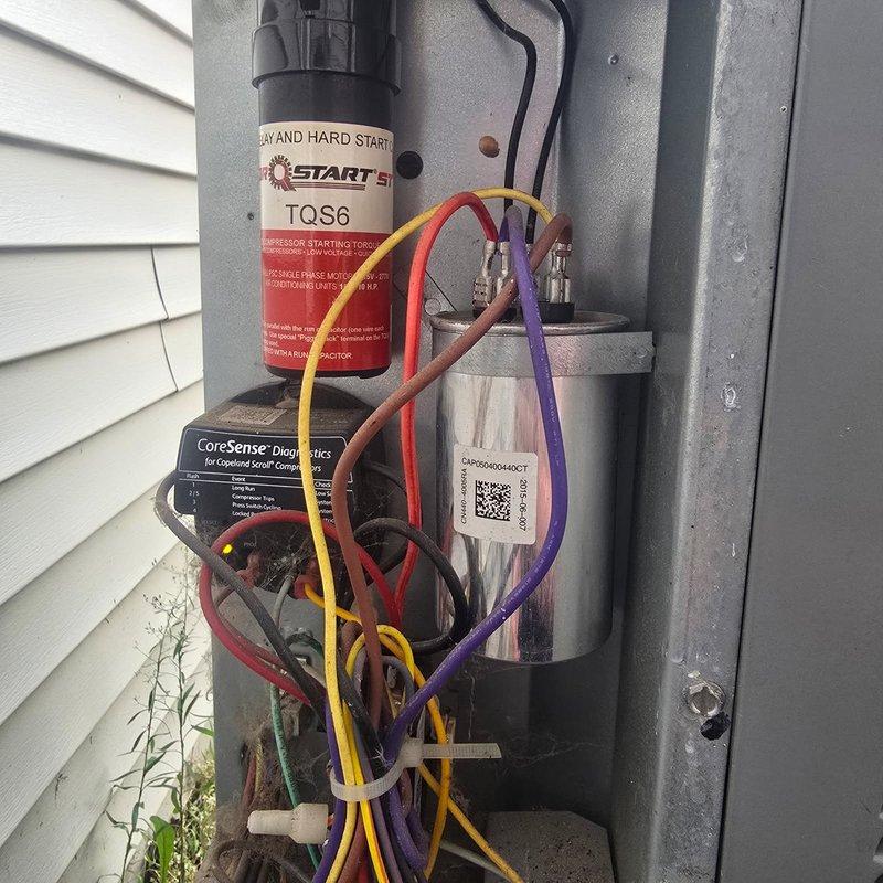 Responded to no cool complaint on 10-year-old system experiencing short cycling at condenser. Upon arrival, system was operating but outdoor unit was severely plugged with debris, causing unit to overheat and shut down on high-temperature days. Verified all electrical components, capacitors, and compressor diagnostics were within normal operating specifications. Performed complete tune-up service including thorough cleaning of condenser coil to remove accumulated debris and restore proper airflow. Explained to customer that inadequate airflow from dirty coil was causing thermal overload protection to trip during peak cooling demand. System tested successfully after service with proper temperatures and run times. Discussed benefits of regular preventative maintenance program to prevent future occurrences. Unit restored to proper cooling operation.