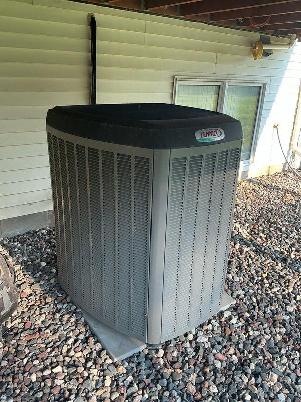 Responded to no cooling complaint on 13-year-old Lennox air conditioning system. Diagnosed failed capacitor as cause of system failure. Replaced defective capacitor and performed comprehensive system testing. Verified all remaining components operating within manufacturer specifications, confirmed proper refrigerant charge levels, and tested system performance. Unit restored to full operational status with all cooling functions working properly.