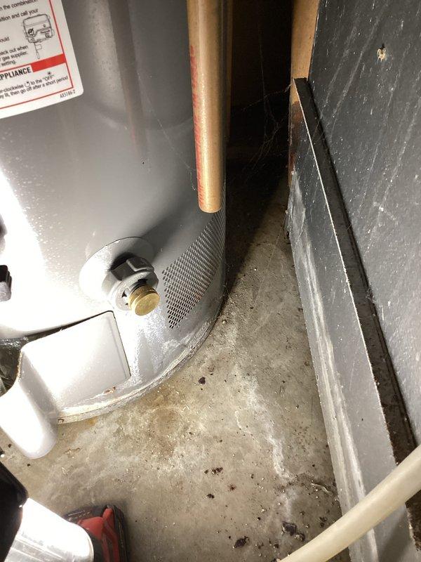 Responded to no hot water call for gas-fired tank water heater. Upon inspection, identified active leak at drain valve causing water discharge. Temporarily stopped leak by installing cap on drain valve to prevent further water loss and potential property damage. Customer elected to schedule follow-up appointment with advisor to discuss permanent repair options and will contact office to arrange service.