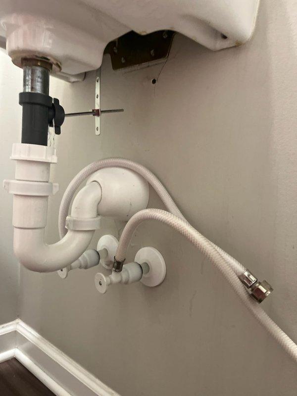 Responded to a bathroom sink faucet repair where the homeowner had attempted a DIY faucet replacement that resulted in leaking connections and missing gaskets. Replaced shut-off valves, supply lines, and drain assembly components. Installed new braided flexible supply hoses and proper gaskets to all connections. Verified all plumbing connections were secure and leak-free, restoring full functionality to the sink fixture.