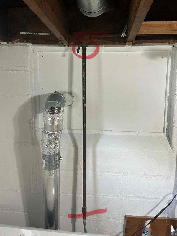 Responded to service call at vacant property to assess gas line condition. Upon inspection, found approximately 4 feet of corroded gas piping requiring replacement. No active gas leak detected at time of service. Documented existing conditions with photographs showing significant rust and corrosion on vertical gas line with flexible connector. Prepared estimate for gas line replacement and submitted parts requisition form for pricing approval.
