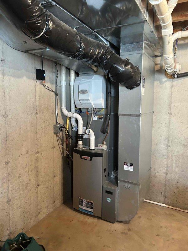 Completed annual AC tune-up on 3-year-old Lennox system as part of maintenance agreement. Performed comprehensive inspection of outdoor condenser unit and indoor air handler, cleaned components, and verified all equipment operating within normal parameters. Resolved thermostat connectivity issue by migrating customer from discontinued Lennox S30 app to updated S40 app platform, restoring full remote control functionality.