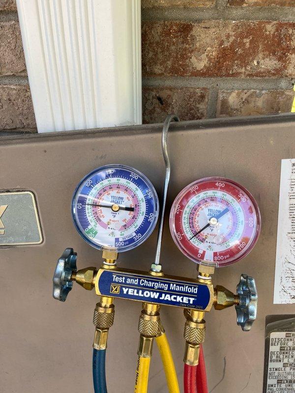 Responded to no cooling complaint on 10+ year old R22 system. Replaced heavily plugged air filter restricting airflow. Removed mouse nest from outdoor condensing unit. Performed system diagnostics and found unit low on R22 refrigerant, indicating refrigerant leak. Observed aging electrical connections showing signs of deterioration at electrical panel. Documented findings with photos of electrical panel and manifold gauge readings. Recommended leak search and repair estimates, electrical connection repair estimates, and system replacement pricing for comparison. Scheduled follow-up appointment with advisor to review repair options and replacement proposals.