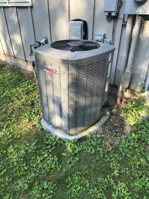 Completed comprehensive seasonal tuneup on 3-year-old Lennox HVAC system including both air conditioning condenser unit and furnace with air handler. Performed full inspection, cleaning, and testing of all components per manufacturer specifications. System operating efficiently with no issues identified during service visit.
