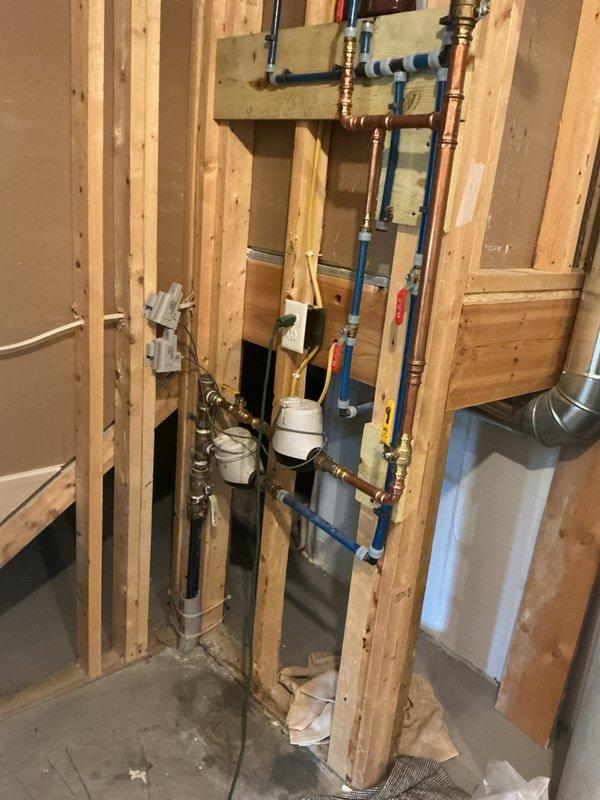 Responded to a water leak in the electrical room where two pipes were experiencing a slow drip onto the concrete floor. Upon inspection, identified the source as cracked and leaking valves on both sides of the water meter. Removed the failed valves and installed two new ball valves to restore proper water control and eliminate the leak.