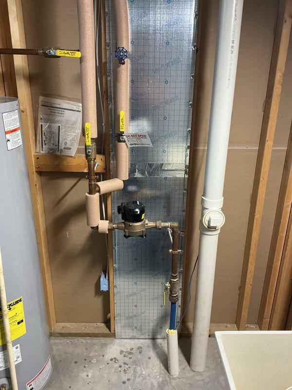 Completed comprehensive plumbing inspection of residential property in preparation for upcoming countertop installation. Evaluated water supply system, including main shut-off valves, copper piping connections, pressure regulator, and water heater installation to ensure proper access and functionality for required water service interruption. Documented existing plumbing infrastructure, including A.O. Smith water heater with gas line connections, expansion tank, mixed copper and PEX supply lines, and main water distribution system to provide detailed assessment and estimate for coordinated shut-off service before countertop work and restoration of water service upon completion of installation.