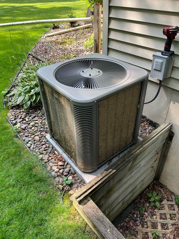 Completed Family Rewards preventive maintenance cooling tune-up on residential air conditioning system. Upon arrival, confirmed homeowner had recently replaced air filter with unit provided from previous service visit. Performed comprehensive inspection of indoor air handler components, verifying blower assembly was clean, properly balanced, and operating efficiently. Inspected evaporator coil and confirmed clean condition with proper condensate drainage function.

Conducted electrical inspection of outdoor condensing unit, testing all routine electrical components and connections. All measurements found to be within manufacturer specifications. Homeowner reported unit operating louder than normal. Investigation revealed condenser coil heavily plugged with debris and requiring cleaning to restore proper airflow and heat transfer efficiency.

Performed operational testing of complete air conditioning system, monitoring performance for 15 minutes under normal operating conditions. System