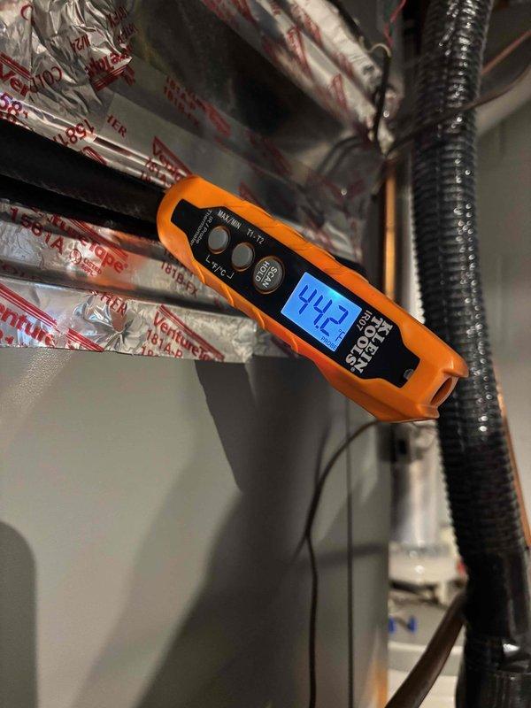 Performed comprehensive maintenance on 2-year-old residential air conditioning system utilizing 410A refrigerant under 83-degree ambient conditions. Conducted thorough inspection of indoor air handler including filter condition, condensate drain line, blower motor operation, and all electrical wiring and components. Verified proper temperature split across evaporator coil. Inspected outdoor condensing unit including condenser coil cleanliness, capacitor condition and ratings, and electrical connections. Measured and recorded amperage draw on condenser fan motor, compressor, and contactor to verify equipment operating within manufacturer specifications. Verified proper refrigerant charge and system pressures. All components found operating within normal parameters. System confirmed operational and cooling effectively at time of service completion.