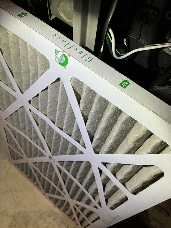 Completed routine maintenance on a 1-year-old residential air conditioning system and furnace as part of scheduled tune-up service. Performed comprehensive AC system inspection, replaced air filters with new Glasfloss pleated filters, and verified outdoor condensing unit operation. All equipment found functioning properly with no issues identified during service.