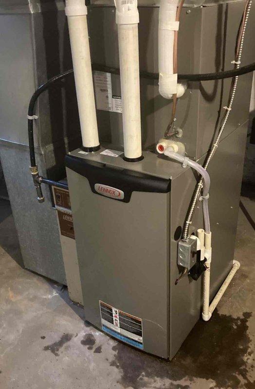 Responded to no-cooling call on 6-year-old Lennox HVAC system where blower motor was not functioning, resulting in no airflow throughout the home. Diagnosed failed blower motor assembly and ordered replacement part for equipment repair. Unit specifications documented and customer informed of repair timeline.