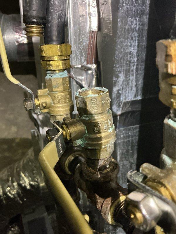 Replaced faulty gas line fitting on fireplace gas line and performed leak test with negative results. Diagnosed and resolved dehumidifier and air exchanger control panel malfunctions by performing power reset and adjusting dehumidifier settings from external mode, restoring full functionality to both units.