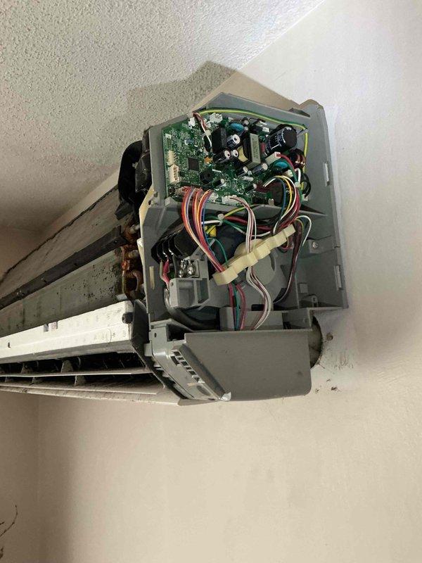 Arrived on-site to complete previously sold repair work on Fujitsu mini-split system. Replaced fuse in indoor head unit and restored power to system. Upon energizing unit, fuse immediately blew again, indicating short circuit in control board. Based on customer report of recent power surge event, diagnosed failed PCB as root cause of system failure. Due to potential for additional surge-related damage throughout system, recommended control board replacement. Submitted parts request for pricing and lead time on replacement circuit board. Paused further repair work pending customer decision on whether to proceed with board replacement or pursue new system installation. Service advisor to follow up with customer regarding options.