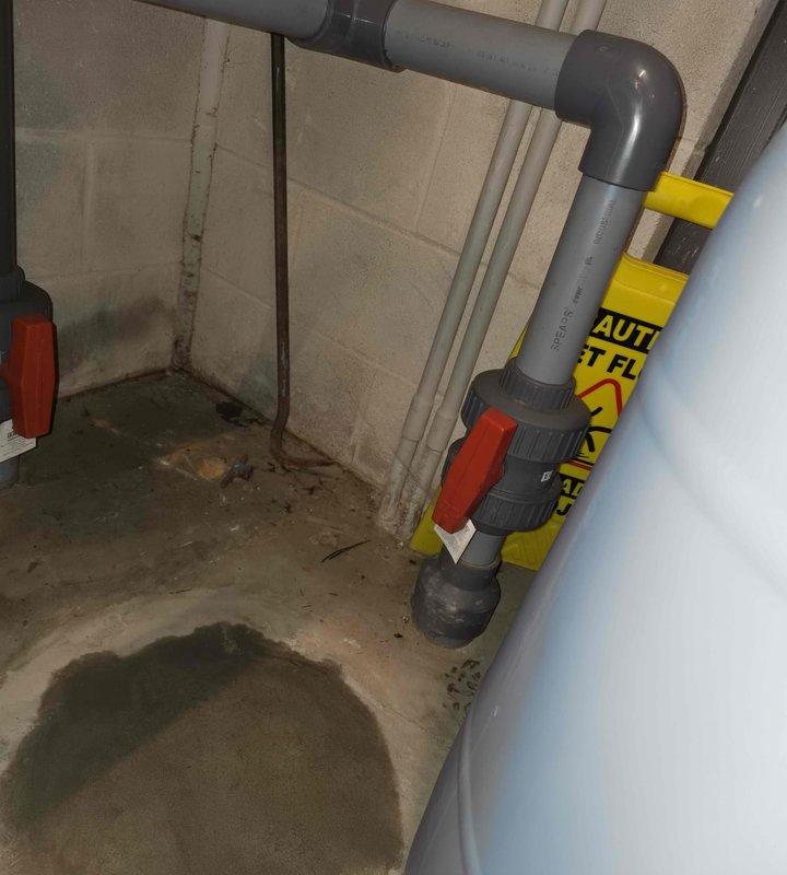 Responded to low water pressure complaint and diagnosed failed foot valve on pump system. Replaced defective foot valve, verified reclaim cycle operation, and inspected complete pump assembly including motor, centrifugal pump, and associated piping to ensure proper system function and adequate pressure restoration.