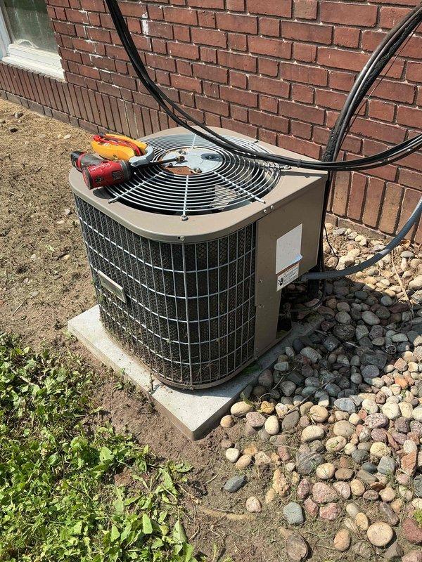 Completed annual cooling maintenance on Evcon HVAC system as part of Family Rewards membership. Replaced heavily soiled air filter, verified evaporator drain line was functioning properly, and inspected all electrical components at outdoor condenser unit. Capacitor tested weak during electrical diagnostics; provided estimate for replacement but homeowner declined repair due to age of equipment and preference to replace entire system in near future. Performed condenser coil cleaning and system startup, confirming 17-degree temperature split and proper operation. System currently operating within acceptable parameters despite weak capacitor reading.