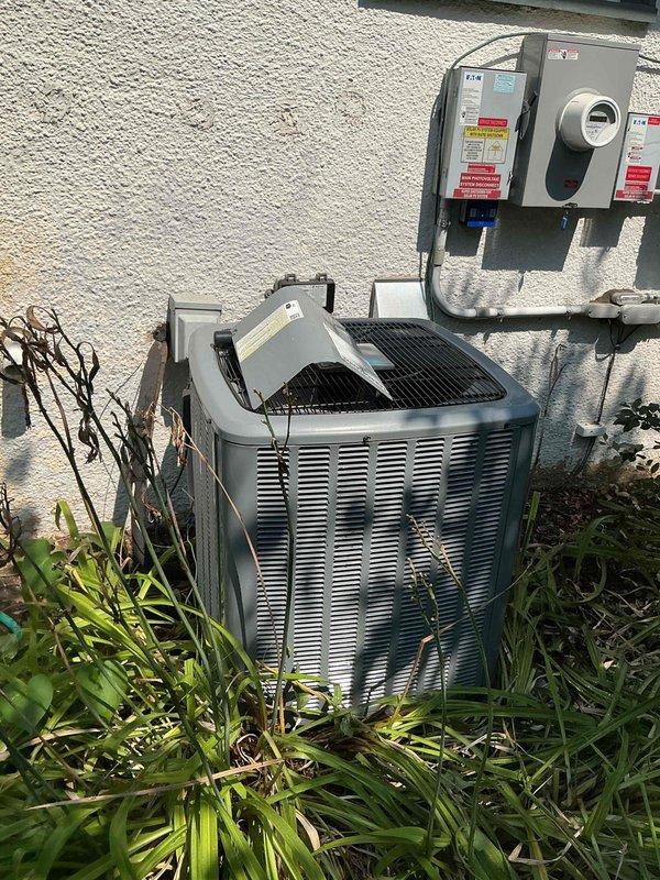 Completed annual cooling maintenance visit on residential air conditioning system. Upon inspection, discovered heavily plugged air filter and evaporator coil restricting airflow. Replaced dirty filter with new unit and performed thorough coil cleaning to restore proper system operation. Verified outdoor condenser unit operation and checked for presence of air exchanger as requested. System now operating at optimal efficiency with improved airflow and cooling capacity.