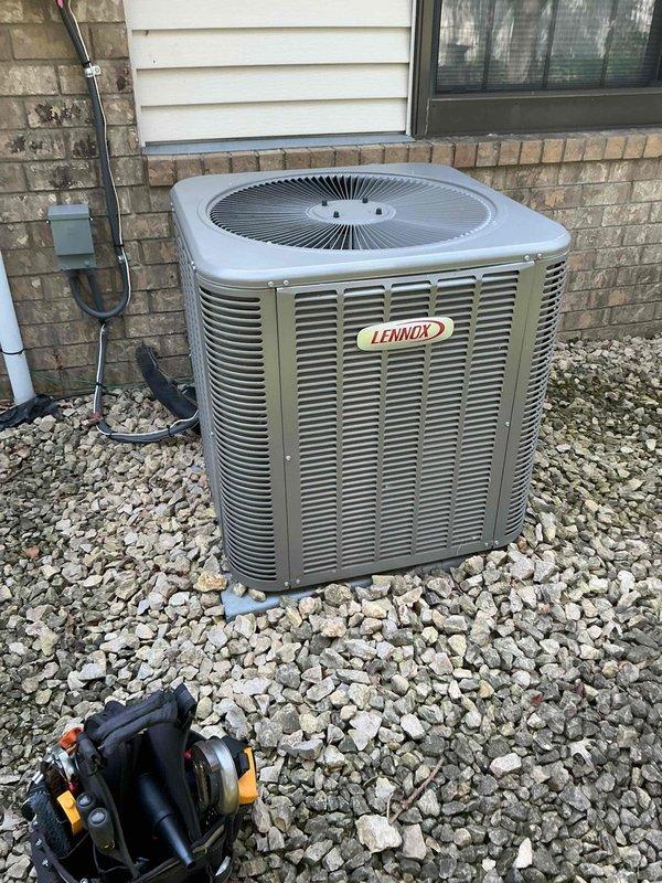 Returned to complete comprehensive leak search on 8-year-old Lennox AC system following dye insertion during previous visit. Performed thorough inspection of condenser coil, evaporator coil, all braze joints, service valves, filter drier connections, and TXV connections using UV light detection method with no evidence of active refrigerant leak found. System operating within normal parameters and cooling as designed; advised customer to monitor performance and contact for service if cooling issues develop, as possible transient Schrader core issue may have self-resolved during previous charging procedure.