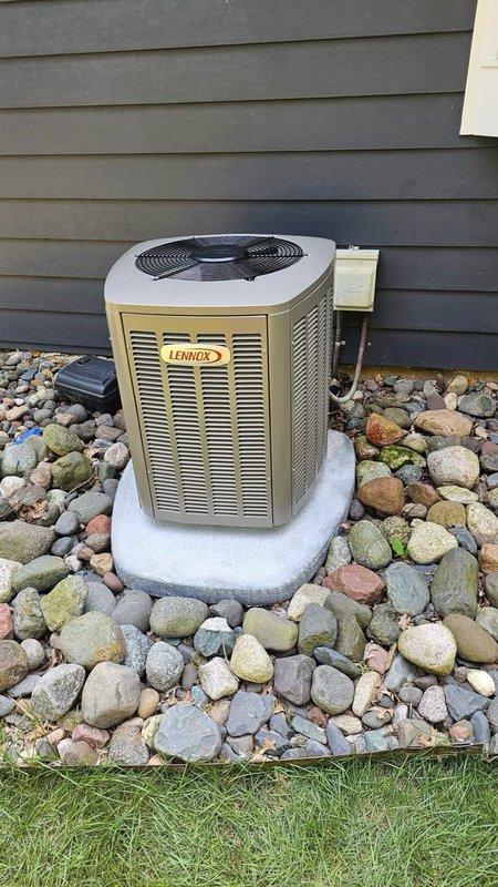 Responded to callback on recently installed Lennox AC system with compressor not operating and inadequate airflow. Upon arrival, confirmed condenser fan running but compressor failing to engage, with thermostat indicating cooling mode. Connected gauges and recorded initial pressures: low side 95 PSI with 29°F VSAT and -1.7°F subcooling, high side 260 PSI with 86°F LSAT. Adjusted blower speed to high setting and added 2 pounds of refrigerant to address system charge. Post-adjustment readings showed high side fluctuating between 260-350 PSI with 25°F subcooling and 110°F LSAT, low side at 96 PSI with 0.3°F superheat and 34°F VSAT. Compressor continued short-cycling every 3 minutes despite adjustments, indicating possible equipment defect or installation issue requiring advanced diagnostics. Explained situation and recommended rescheduling with senior technician for further troubleshooting and resolution. Documented unit condition and internal components with photos for follow-up service.