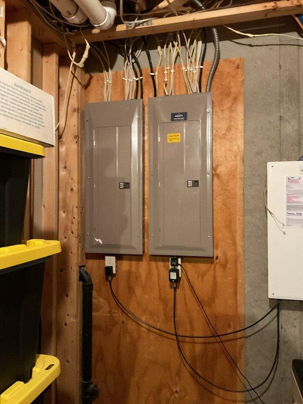 Completed full HVAC system replacement including installation of Lennox EL297V 97% AFUE two-stage multi-speed upflow furnace (135K BTU), EL18KCV 18.0 SEER2 single-stage 5-ton air conditioner, and 5-ton D-frame cased coil with factory-installed TXV valve. Replaced existing thermostat with Lennox S40 programmable unit. Reused existing outdoor disconnect and whip where applicable. During inspection, identified electrical code deficiencies requiring new whip and breaker installation for proper AC connection. Coordinated with electrician to install compliant electrical whip and dedicated breaker to meet current electrical code requirements. Leveled outdoor condenser unit to manufacturer specifications. All equipment installed to code, system tested and operational.
