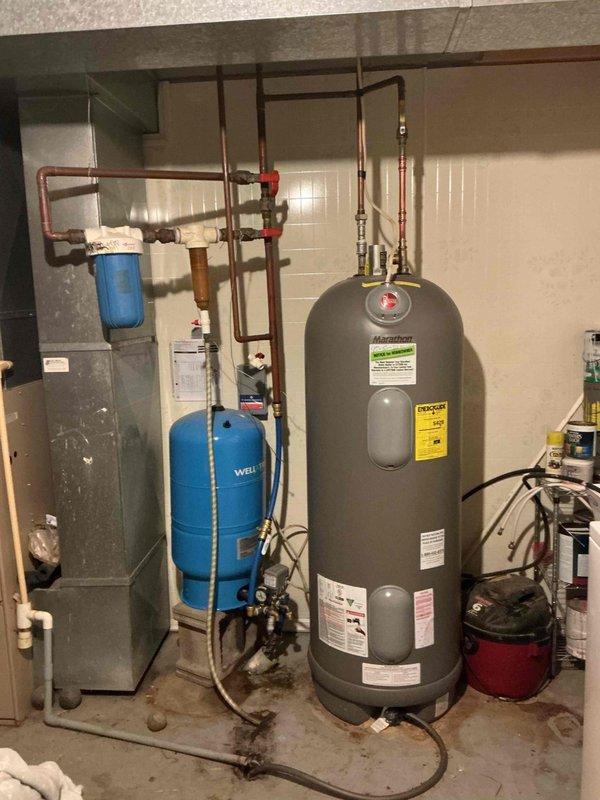 Responded to no cooling call on aging HVAC system with known refrigerant leak that was recently recharged by another contractor. Performed system evaluation and documented existing furnace and air conditioning equipment with detailed photographs of mechanical room installation, including ductwork, copper refrigerant lines, and current equipment configuration. Coordinated with service advisor to schedule replacement estimate consultation, as customer expressed strong interest in complete system replacement rather than continued repairs to aging equipment.