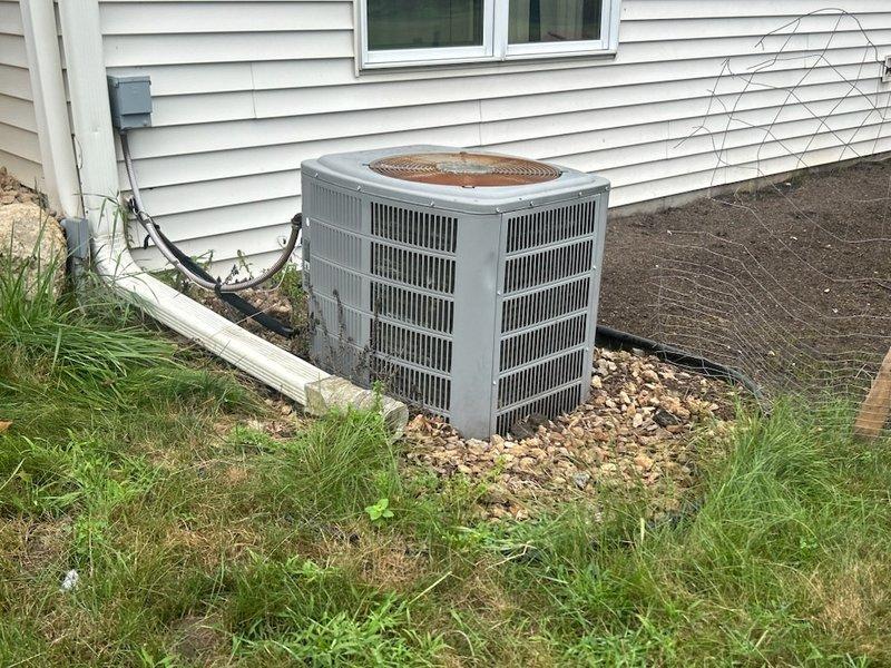 Responded to no cooling complaint on 10-year-old Lennox system. Performed diagnostic evaluation of outdoor condensing unit and indoor furnace. System found to be low on R22 refrigerant, resulting in inadequate cooling capacity. Due to age of equipment and R22 refrigerant type being phased out, customer was advised to consult with comfort advisor regarding repair versus replacement options given the increasing cost and limited availability of R22 refrigerant.