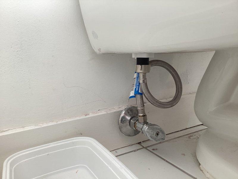 Responded to running toilet issue caused by faulty internal components on an older Kohler one-piece unit. Replaced worn flapper and leaking fill valve assembly to restore proper flush and fill cycle operation. Installed new flexible braided supply line and adjusted tank water level to manufacturer specifications, eliminating continuous water flow and restoring normal toilet function.