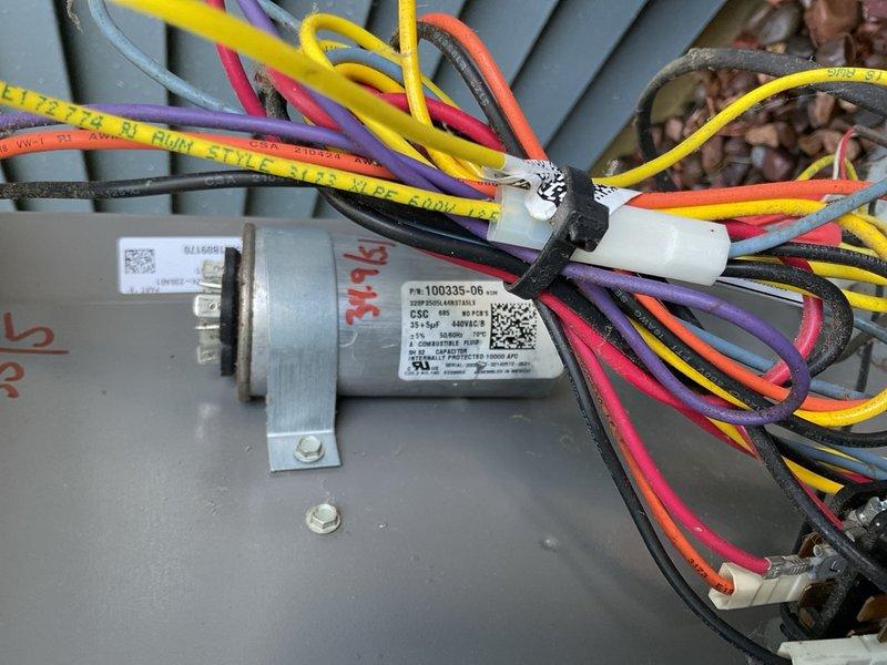 Performed routine A/C maintenance on Lennox EL16XC1-024-230 unit under maintenance agreement. System operating properly with good temperature split and maintaining indoor comfort. Identified non-standard liquid line configuration with 6–8 foot reused section featuring transitions from 1/4" to 3/8" line near furnace and condenser; documented findings and submitted to install manager for review. Discovered moisture intrusion through PVC intake pipe causing condensate accumulation inside compartment; installed drain collar to divert water and prevent further internal moisture issues.