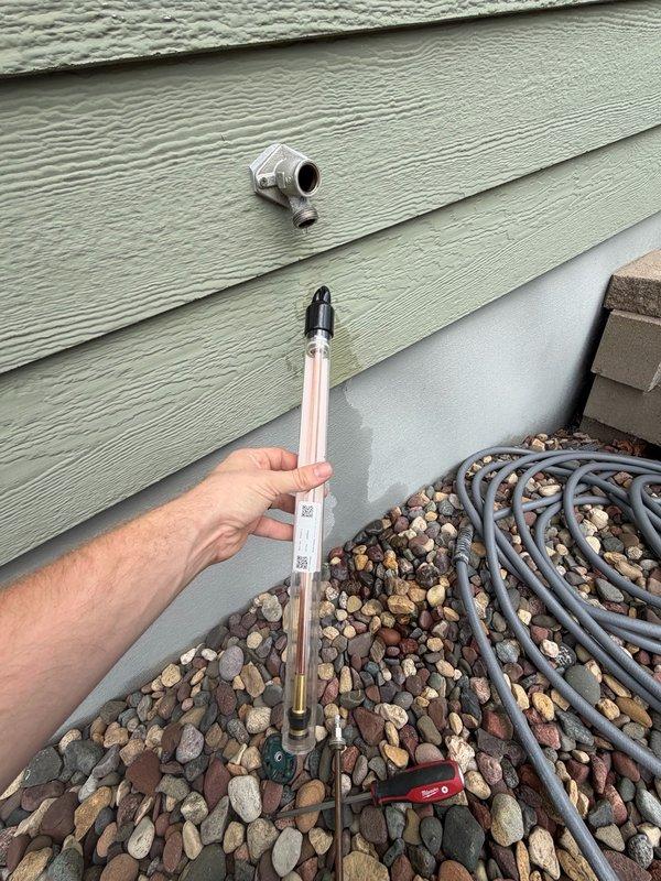Responded to a service call for a continuously dripping exterior hose bibb. Removed and replaced the faulty hose bibb stem with new parts to restore proper shut-off function and eliminate the leak. The replacement stem was successfully installed, resolving the water drip issue and returning the fixture to normal operation.