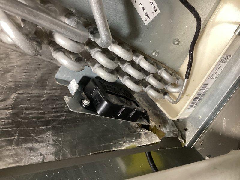Replaced defective A2L sensor on evaporator coil under parts and labor warranty. Upon arrival, accessed indoor unit and located failed sensor on evaporator coil assembly. Removed old A2L sensor and installed new sensor from stock inventory. Reconnected sensor wiring and secured all connections. Cycled system through complete operational sequence and verified proper blower motor speeds across all stages. Monitored system for error codes and confirmed no fault messages present. Verified evaporator coil operation and proper refrigerant flow through liquid line. System restored to normal operation with all safety sensors functioning correctly.
