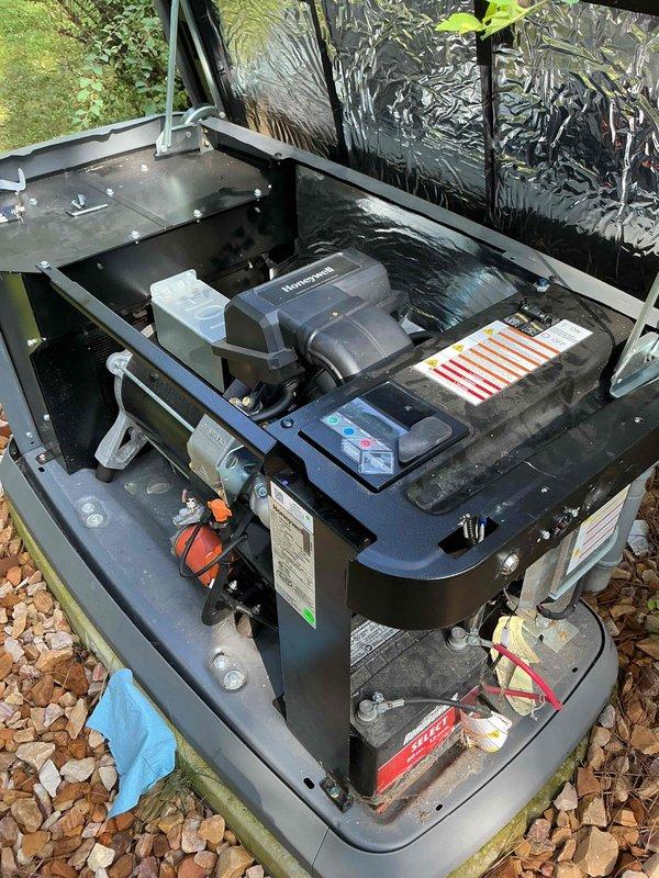 Replaced defective generator control board under parts and labor warranty. Upon installation, discovered the failed control board had drained the battery completely, requiring battery replacement. After control board reset, attempted Wi-Fi reconnection but system would not connect. Contacted technical support who recommended installation of a Wi-Fi extender to resolve connectivity issue. Performed scheduled generator maintenance while on site. Follow-up visit required to complete Wi-Fi reconnection once extender is installed.